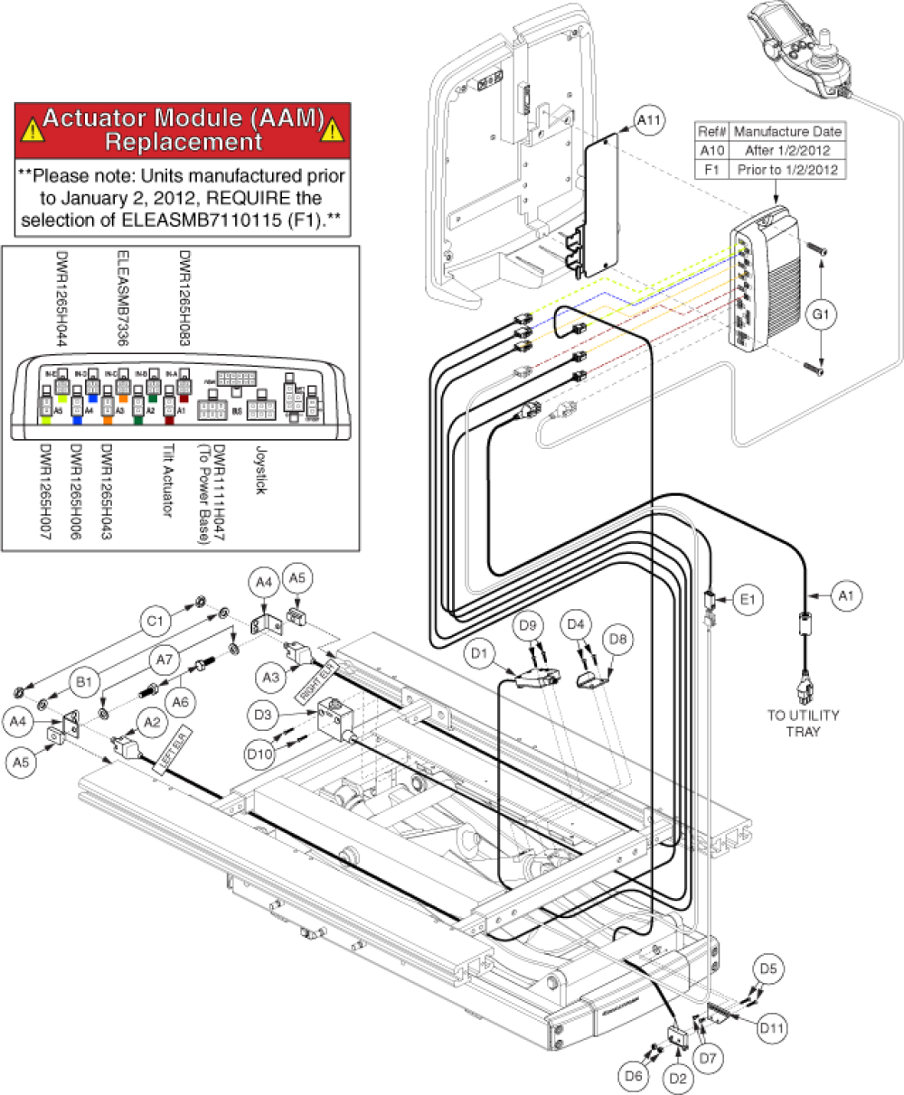 Eleasmb6102 - Lift, Tilt, Ind Legs, Joystick parts diagram
