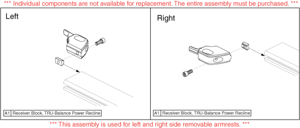 Recline Armrest Assembly - Receiver Block parts diagram