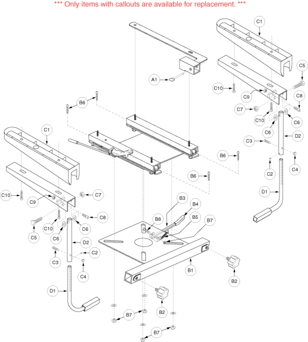 Seat Frame Pinchless 2307 parts diagram