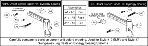 Leg Rest Hanger Assy - Elr/sa, Slotted, Synergy parts diagram