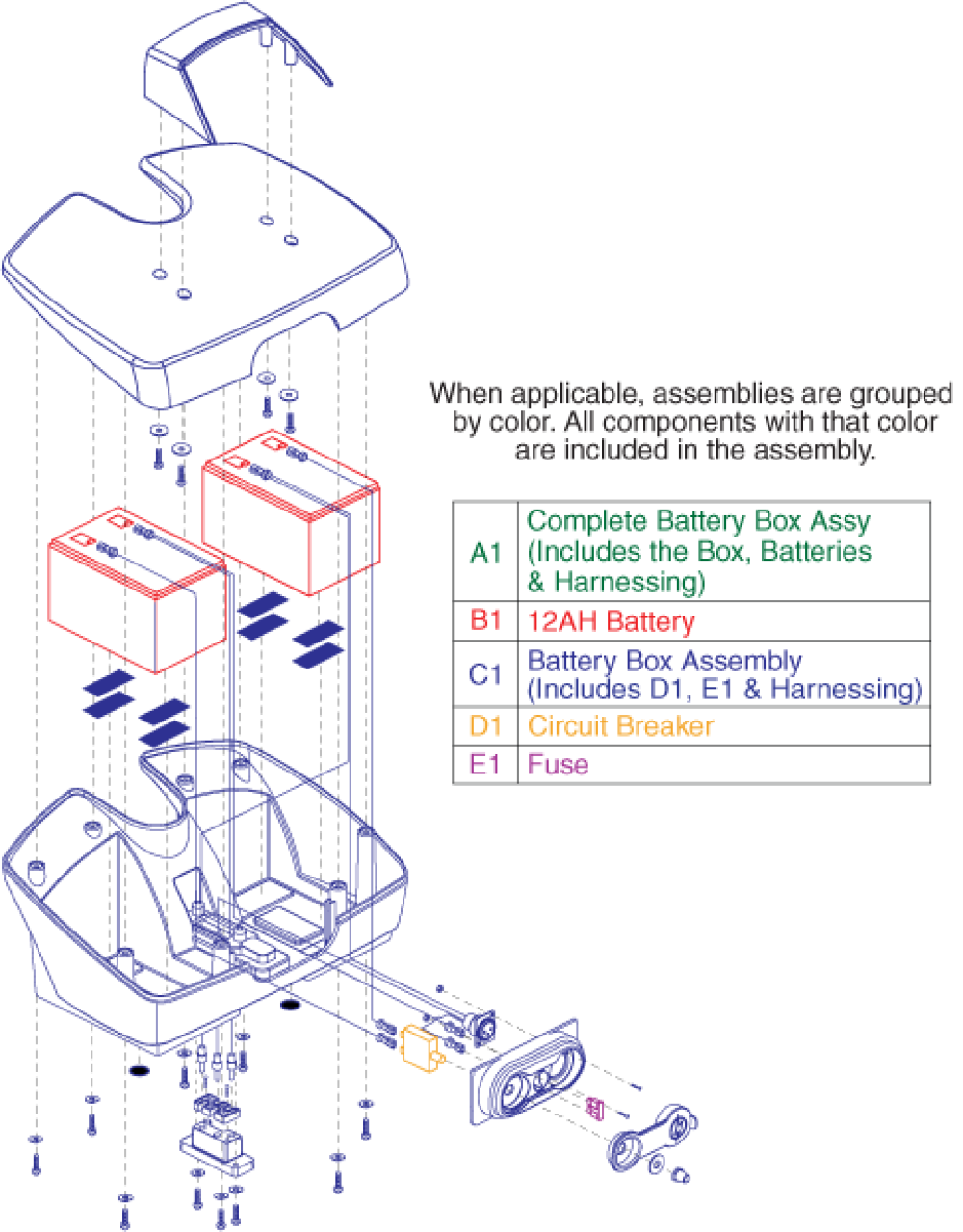 Battery Box, 12 Amp parts diagram
