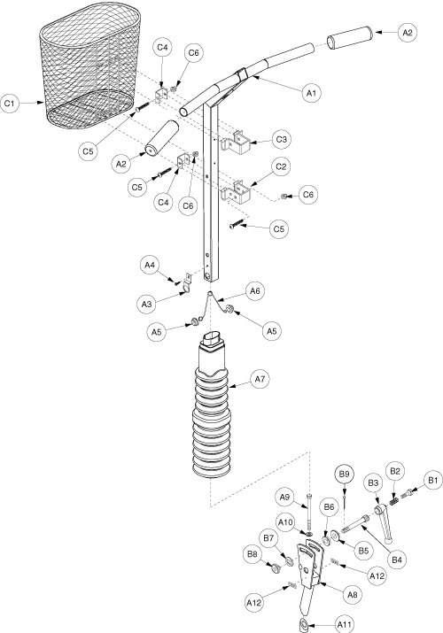 Frame Assembly - Tiller_gen2 parts diagram