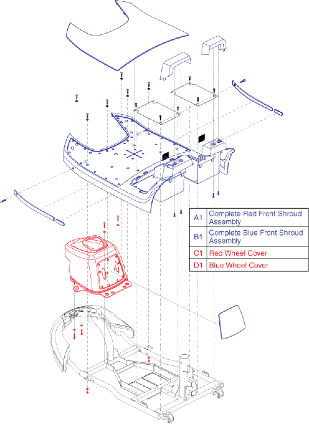 Shroud Assembly - Sc610, Front parts diagram