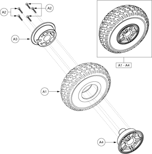 Drive Wheel Assembly - Flat Free parts diagram
