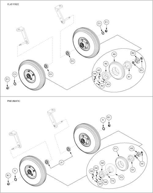 Single-sided Caster Wheel Assembly parts diagram
