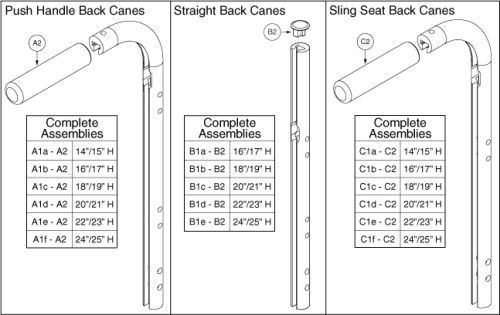 Tb Flex Back Canes parts diagram