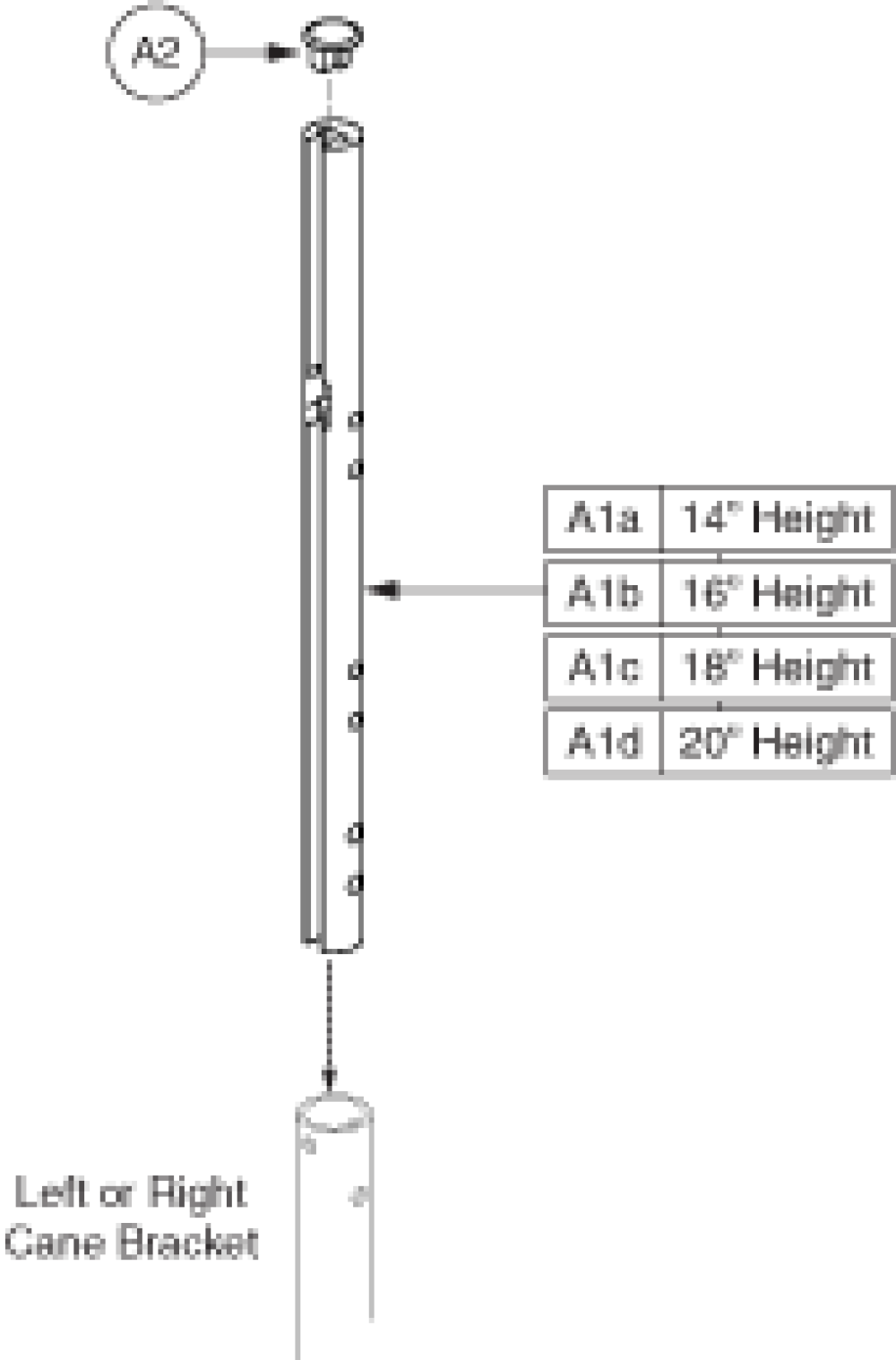 Back Cane Extrusion - Straight (ped Sizes) parts diagram