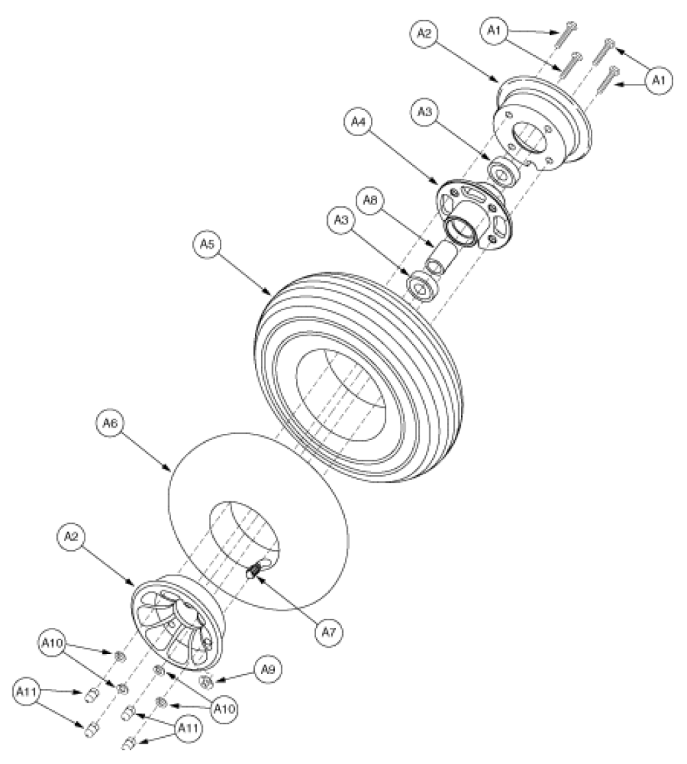 Wheel Assembly - Front 3-whl Pneu parts diagram