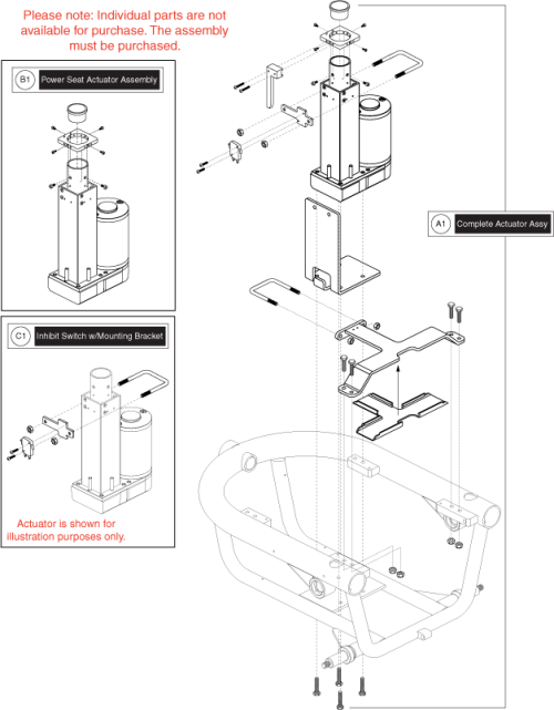 Power Seat Actuator - Friction Lock parts diagram