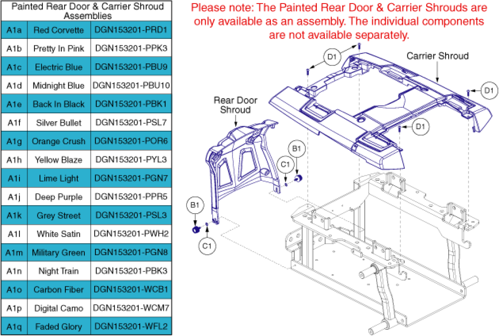 Shroud Assembly With Rear Door Matrix parts diagram