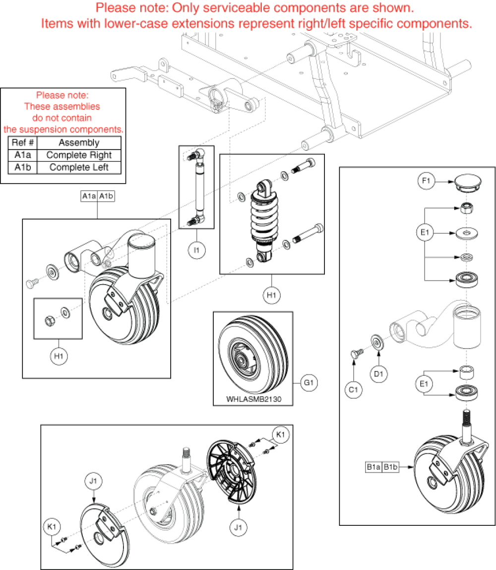 Front Caster Arm Assy - Vent Tray Opt. & Front Suspension parts diagram