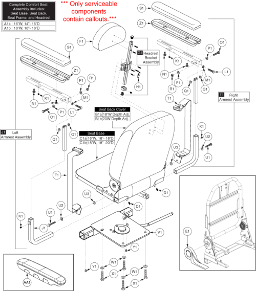 Comfort Seat - Black, Ht Adj W/ss & Clover Leaf Seat Frame parts diagram