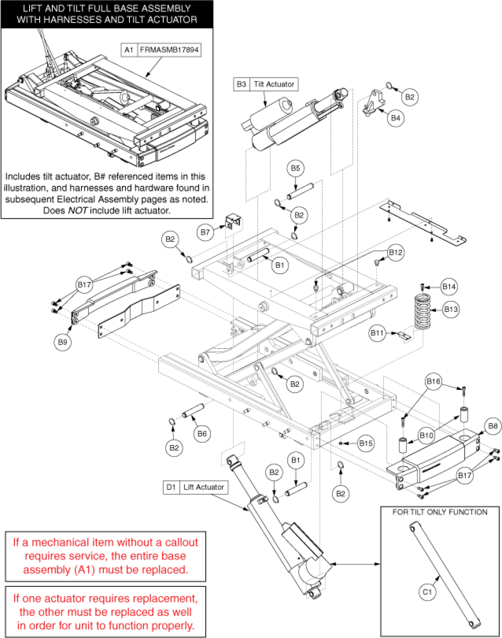 Tb2 Power Lift And Tilt Base Assembly parts diagram