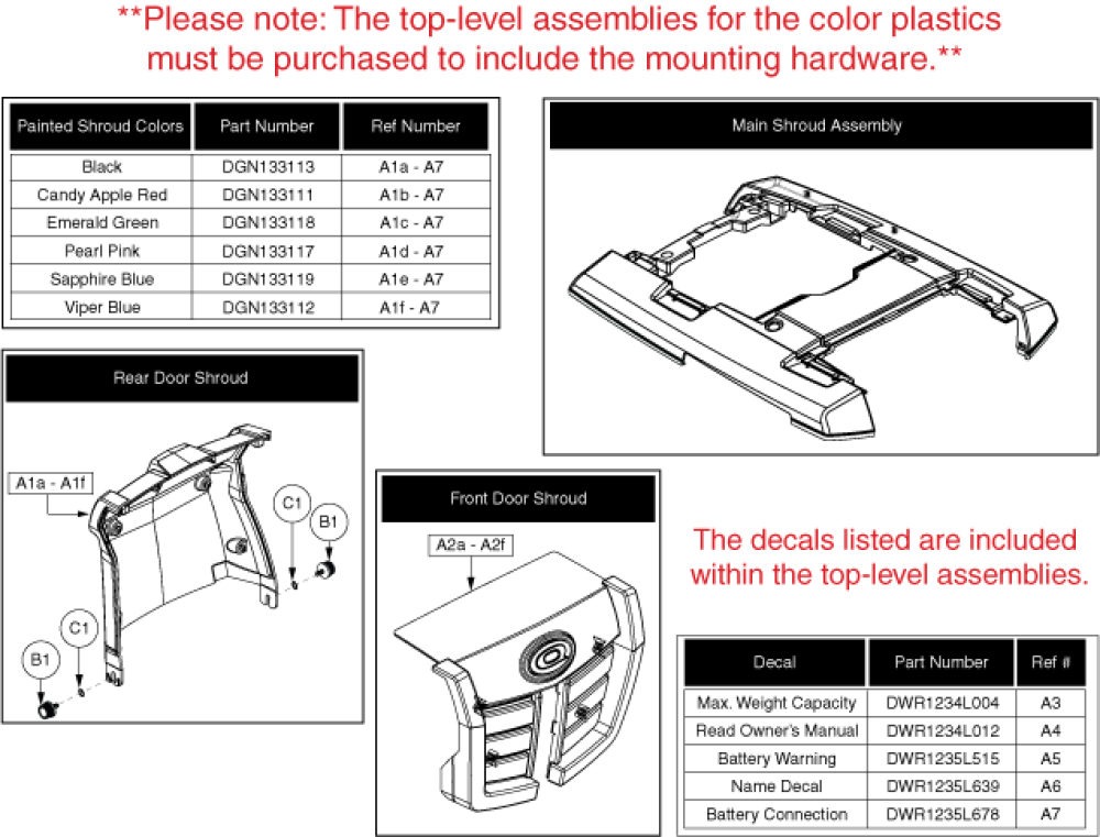 Shroud Assembly - Main, Standard Colors parts diagram