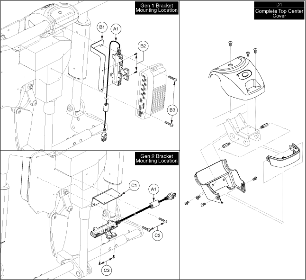 Tilt And Recline Multiplier & Top Cover Mounting parts diagram