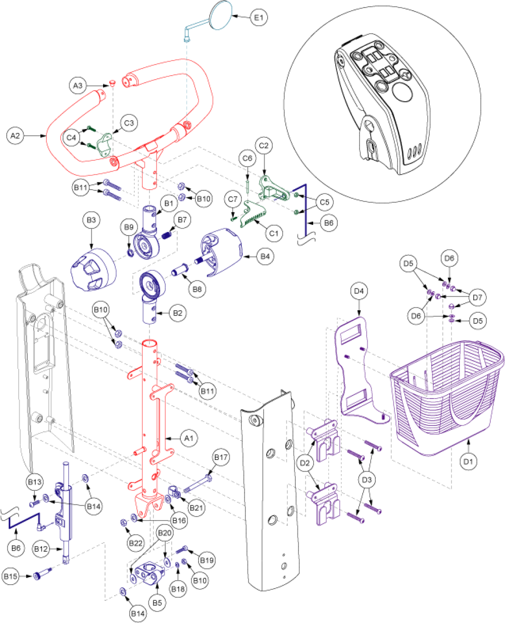 Frame Assembly - Dx Tiller (us) parts diagram