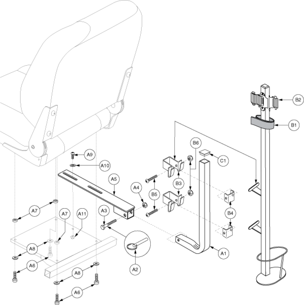 Cane/crutch Holder - Jet parts diagram
