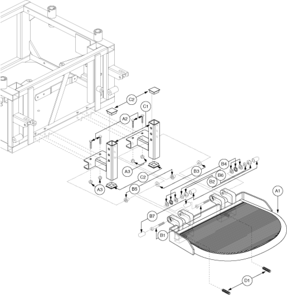 Footrest Assembly - Standard Footplate, 17
