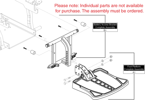 Footrest Assembly With Battery Access Brackets parts diagram