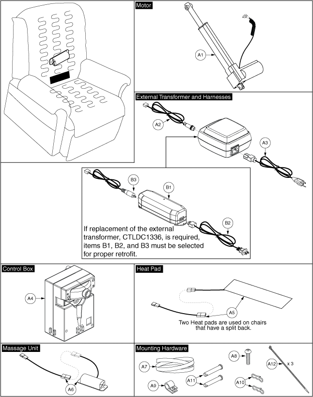 pride mobility lift chair parts