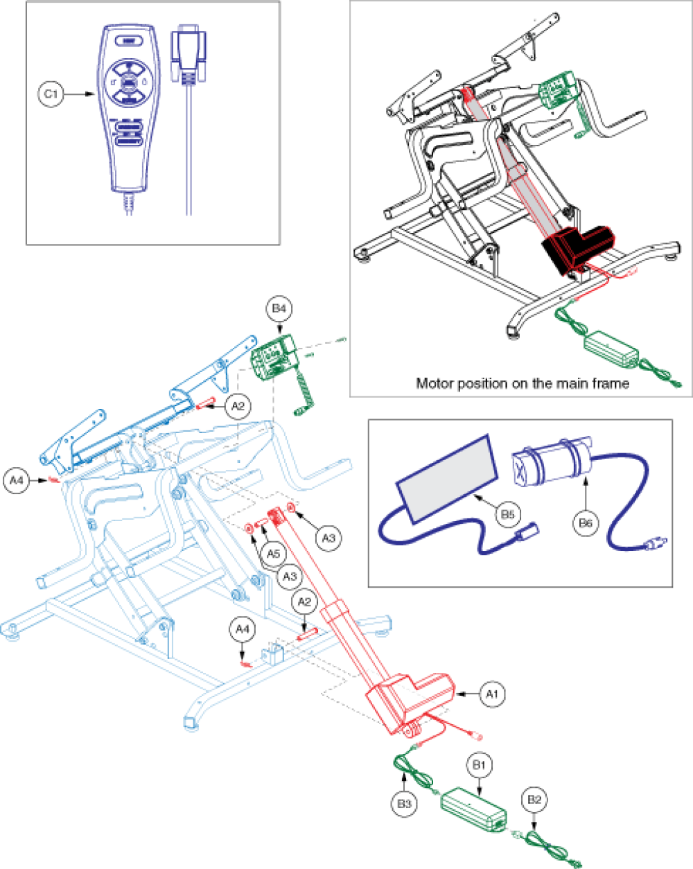 Motor Assembly - Super Sagless W/heat Msg parts diagram