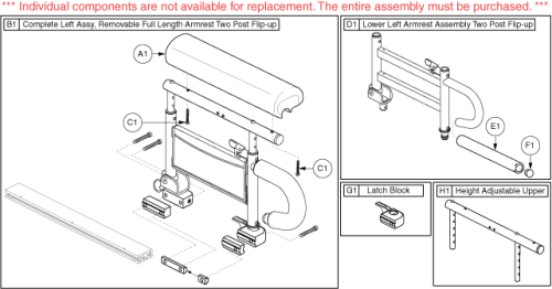 Armrests - 2 Post, Full, Left, Waterfall parts diagram
