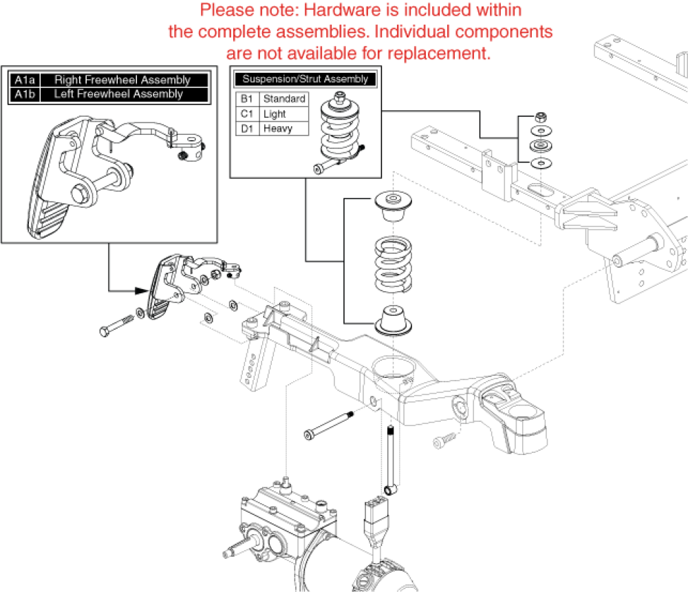 Freewheel Lever / Suspension Assemblies parts diagram