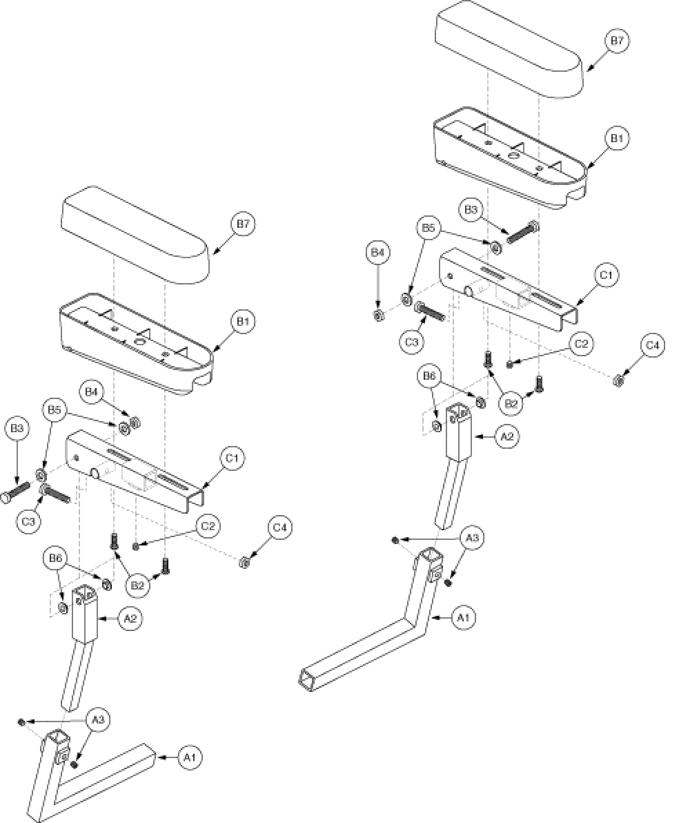 Armrest Assembly - Flip-up, Desk Length, Universal parts diagram