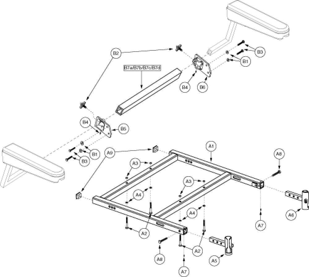 Elr Sa Taper Pin Solid Seat Square H-frame 22-28 parts diagram