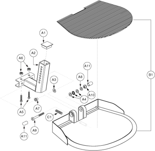 Footrest Assembly - Heavy Duty parts diagram