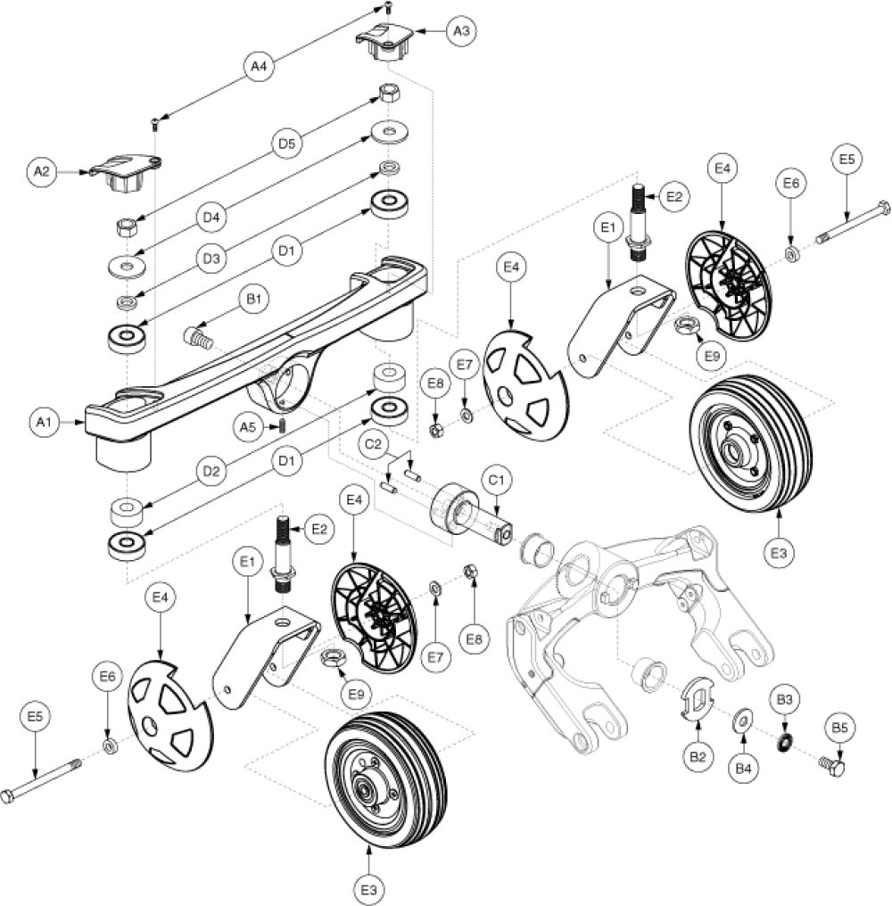 Articulating Beam Assembly - Orange parts diagram