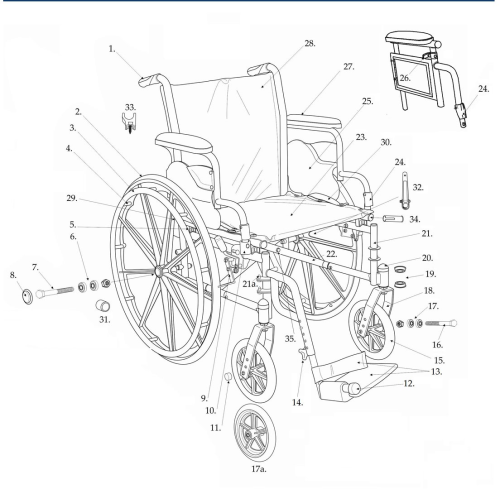 Parts For Cruiser Iii Wheelchair With 4s parts diagram
