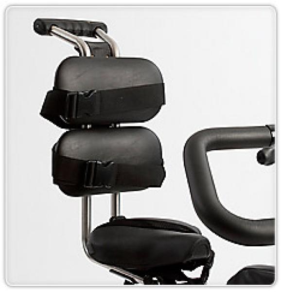 The backrest pad has a security strap and buckle for additional support.