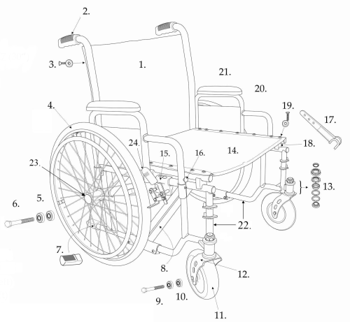 Parts For Bariatric Sentra Ec Heavy-duty, Extra-extra-wide Wheelchair Ecxw parts diagram