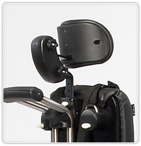 A headrest can be purchased with either a flat or contoured headpiece, and adjusts both horizontally and vertically for optimum positioning. The headrest attaches to the trunk support system, tool-free.