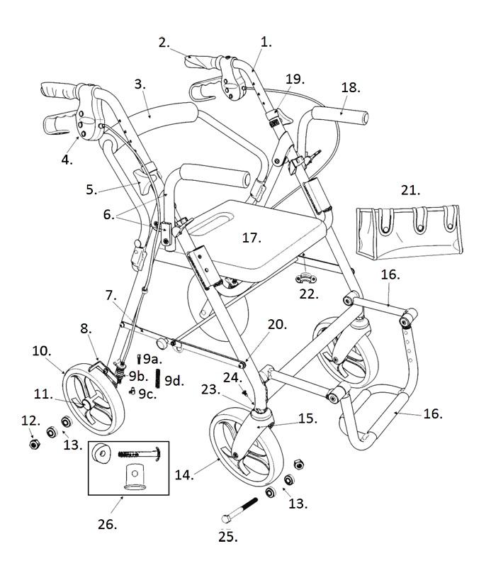 Drive Rollator Parts Wheel