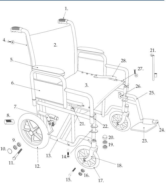 Bariatric Steel Transport Chair Replacement Parts By Drive Medical ...