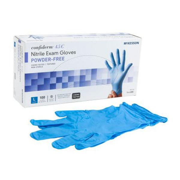 McKesson Confiderm NonSterile Powder Free Nitrile Textured Blue Chemo Rated Exam Gloves