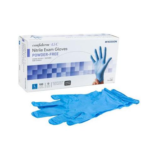 McKesson Confiderm NonSterile Powder Free Nitrile Textured Blue Chemo Rated Exam Gloves