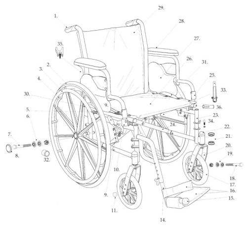Parts For Cruiser Iii Wheelchair With 5d parts diagram