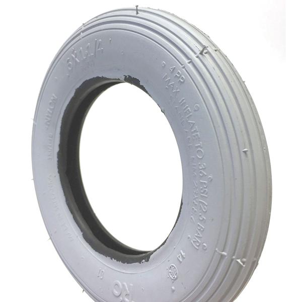 6 x 1 1/4 Pneumatic Wheelchair Caster Tire, Light Gray Wheelchair Tires