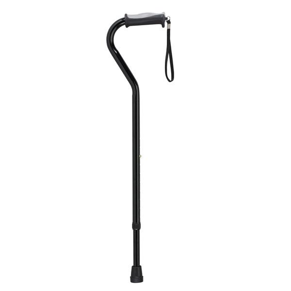 Adjustable Height Offset Handle Cane in Black