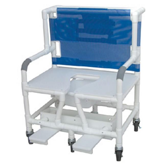 MJM PVC Bariatric Shower Commode Chair w Individual Sliding Self