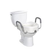 Premium Plastic Elongated Raised Toilet Seat w/ Arms