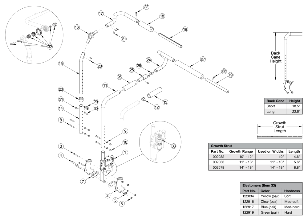 Arc Dynamic Back parts diagram