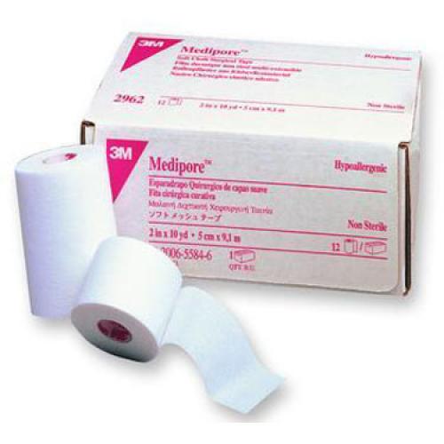 3M 2861 Medipore H Soft Cloth Tape 1 x 10 Yards - 2 Rolls
