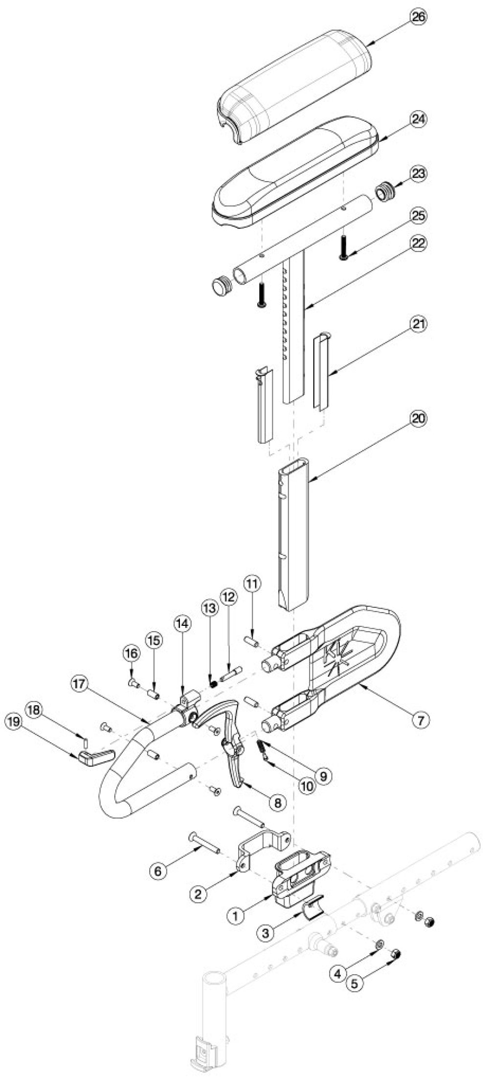 Arc Height Adjustable T-arm parts diagram