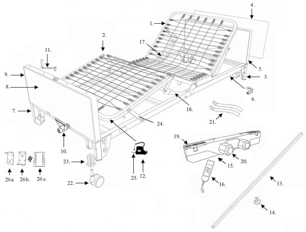 Parts For Delta™ Ultra-light 1000 Full-electric Low Bed parts diagram