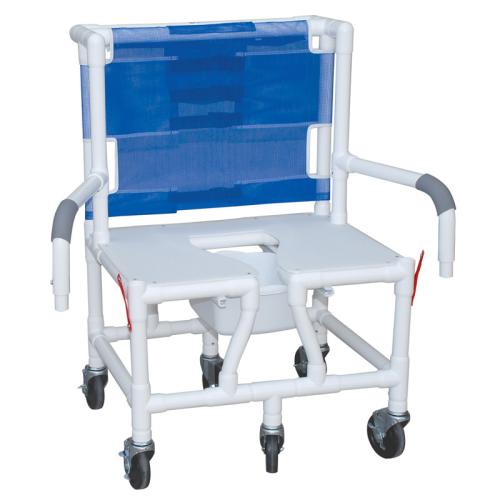 Bariatric PVC Shower Chair, Dual Drop Arm, and Square Pail