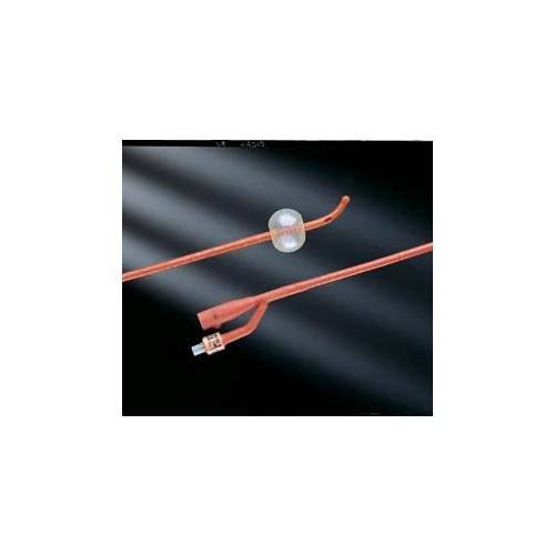 2-Way Infection Control Foley Catheters - Specialty Carson Model - Red Latex - Medium Olive Coude Tip - Single Eye